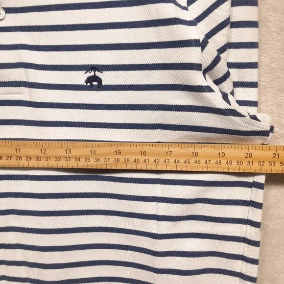 Brooks Brothers Mens Pique Striped Polo Sz.M/Original Fit/White-Blue/Stretch - Picture 7 of 10